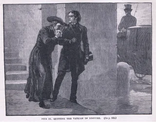 Pío IX abandonando el Vaticano disfrazado AD 1843